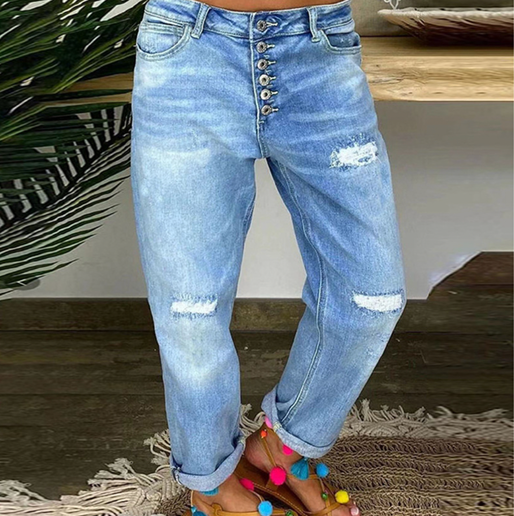 Chico - Snygga Jeans med Flera Knappar i Denim